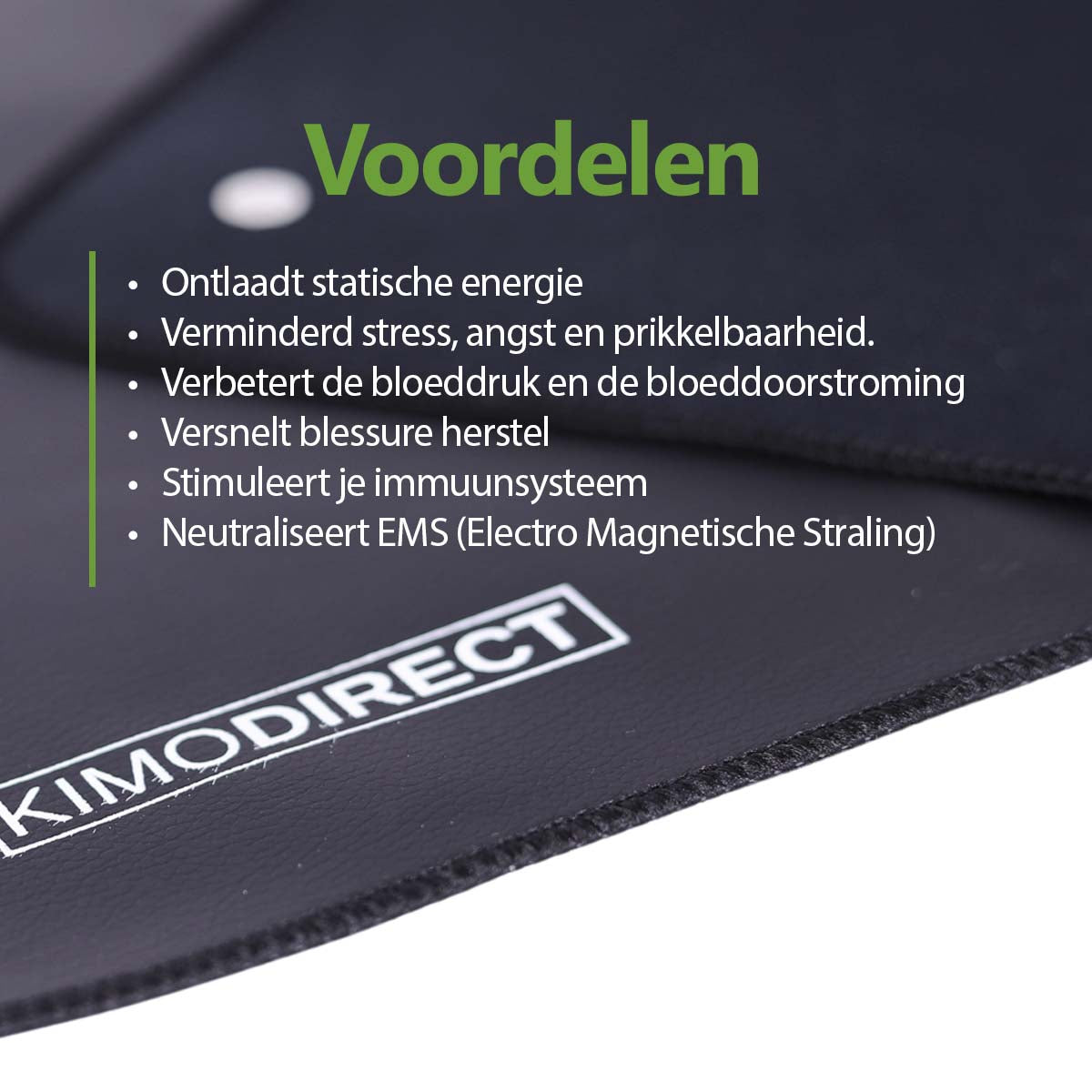 KIMO DIRECT Aardingsmat - 33x60 cm - Muismat - Aarding - Antislip Mat - Bureaumat - Natuurlijk Genezen - Leder - Zwart - KIMO DIRECT