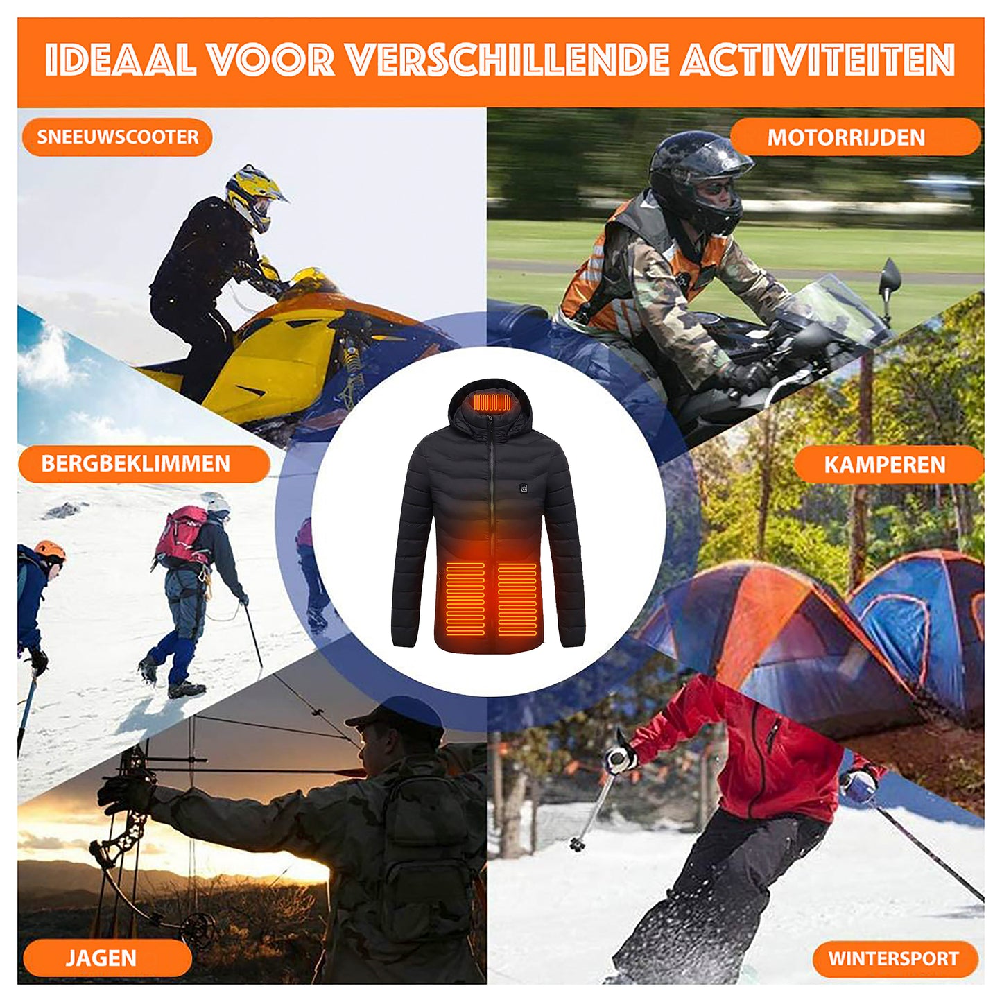 KIMO DIRECT Verwarmde Jas met 10.000 mAh Powerbank - Verwarmd Vest - Two Sizes Fit All - Unisex - KIMO DIRECT