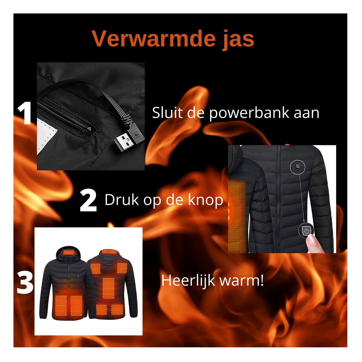 KIMO DIRECT Verwarmde Jas met 10.000 mAh Powerbank - Verwarmd Vest - Two Sizes Fit All - Unisex - KIMO DIRECT