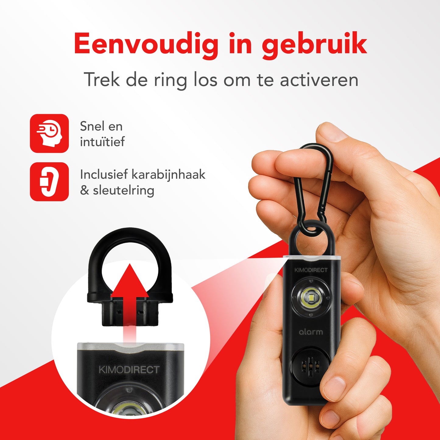 KIMO DIRECT Persoonlijk Alarm met Karabijnhaak