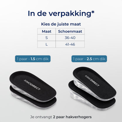 KIMO DIRECT Hakverhoger 2 paar - Hoogte 1.5cm en 2.5cm