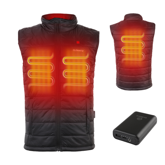 Climatz verwarmde bodywarmer met 3 warmtezones en 10.000 mAh powerbank