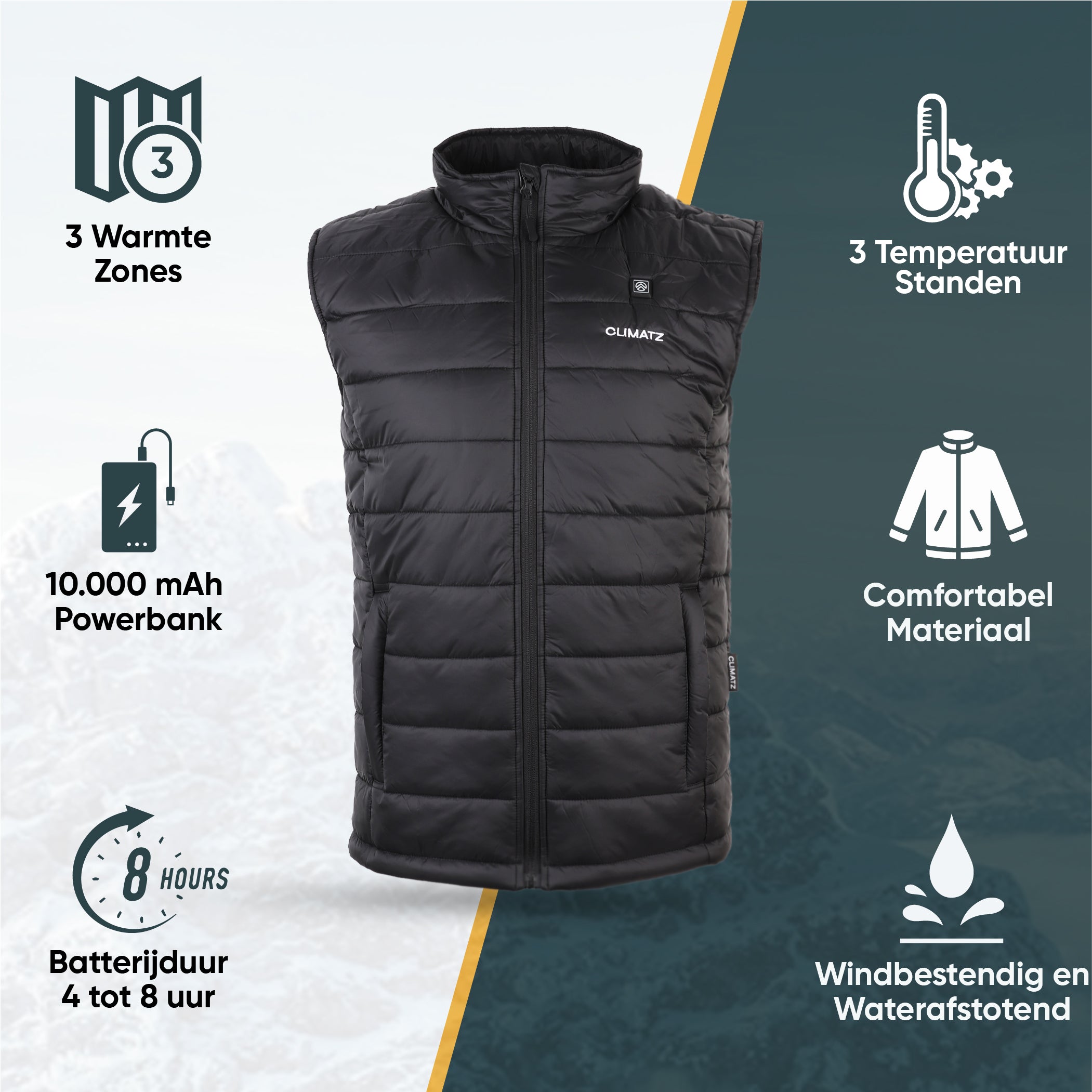 Climatz Verwarmde Bodywarmer met 10.000 mAh Powerbank - Unisex