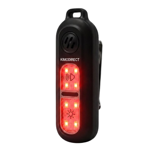 KIMO DIRECT persoonlijk alarm met clip en koord in zwart met rood LED-licht