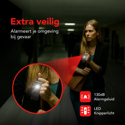 KIMO DIRECT persoonlijk alarm sleutelhanger met 130 dB alarm en LED knipperlicht bij gevaar