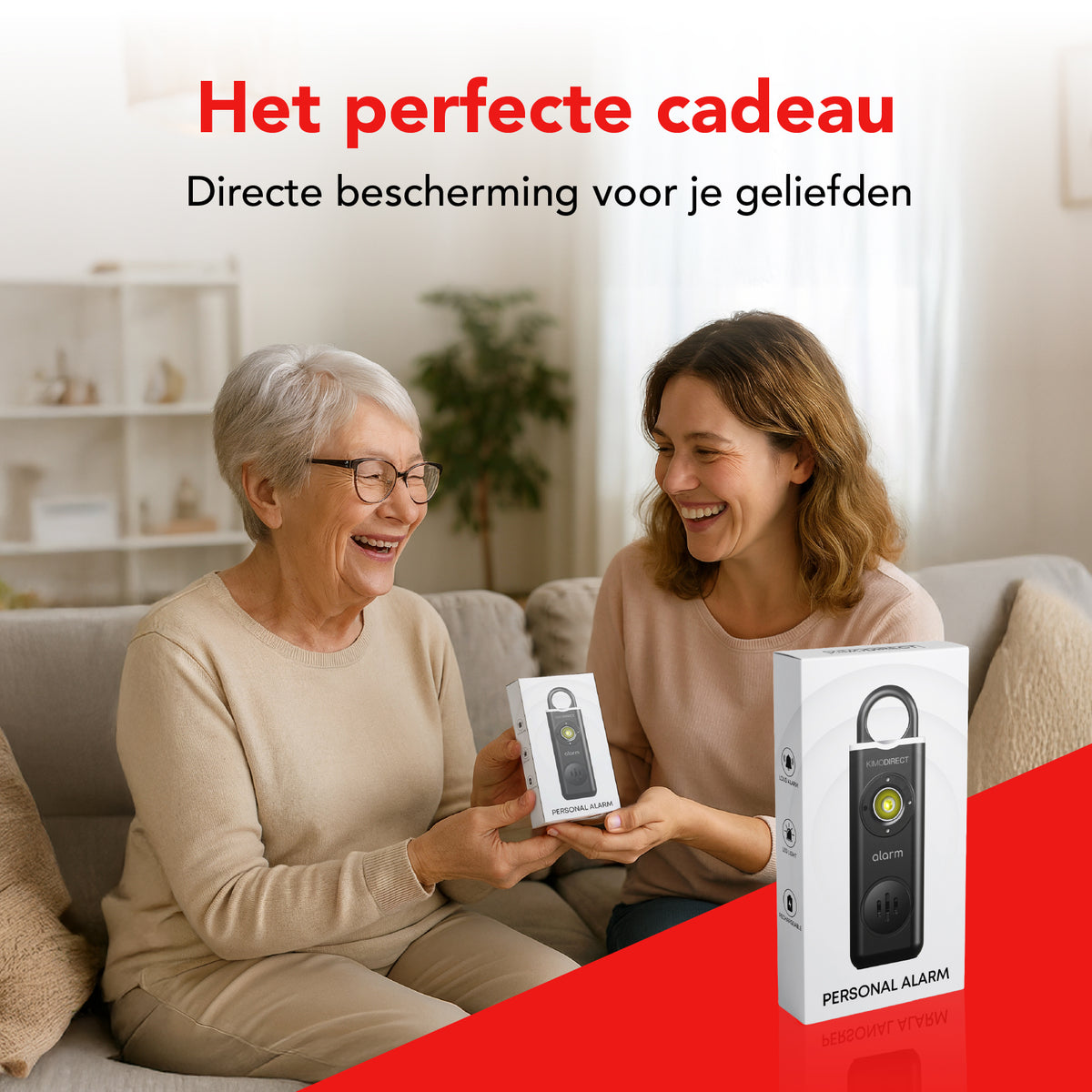 KIMO DIRECT persoonlijk alarm sleutelhanger als cadeau voor senioren en geliefden