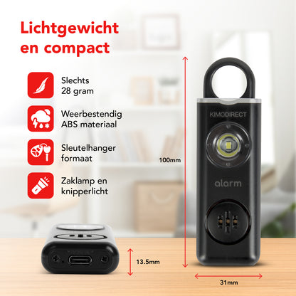 KIMO DIRECT persoonlijk alarm sleutelhanger lichtgewicht en compact, 28 gram