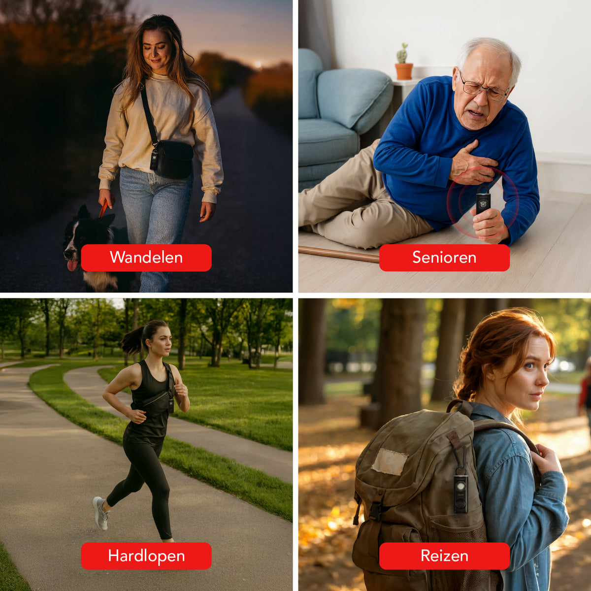 KIMO DIRECT persoonlijk alarm sleutelhanger voor wandelen, senioren, hardlopen en reizen
