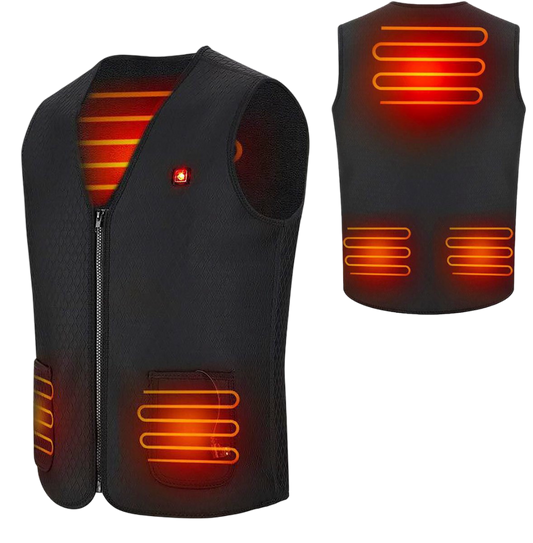 KIMO DIRECT verwarmde bodywarmer met 5 warmtezones op voor- en achterkant