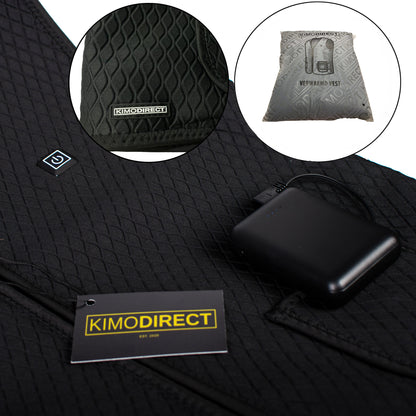 KIMO DIRECT Verwarmde Bodywarmer met 10.000 mAh Powerbank - Voor Motor/Ski/Kamperen/Vissen - Unisex - KIMO DIRECT