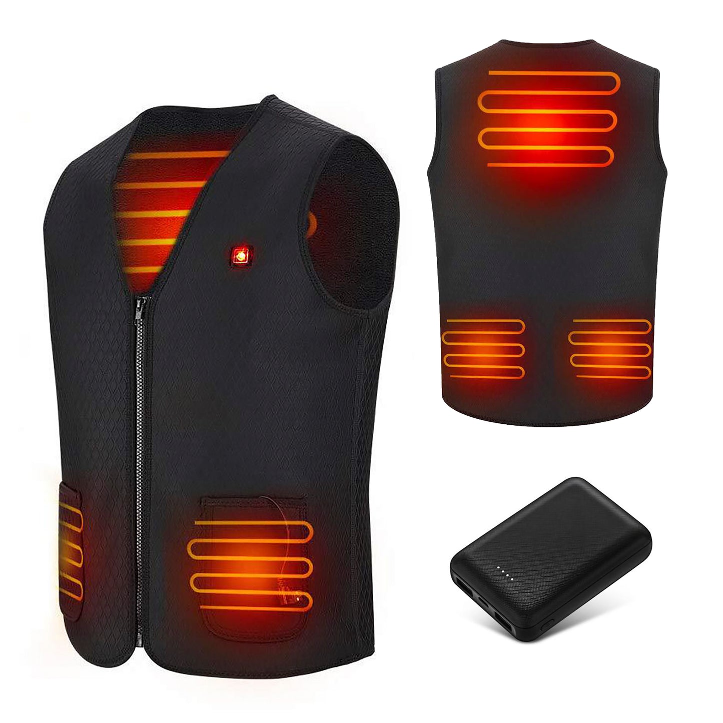 KIMO DIRECT Verwarmde Bodywarmer met 10.000 mAh Powerbank - Voor Motor/Ski/Kamperen/Vissen - Unisex - KIMO DIRECT