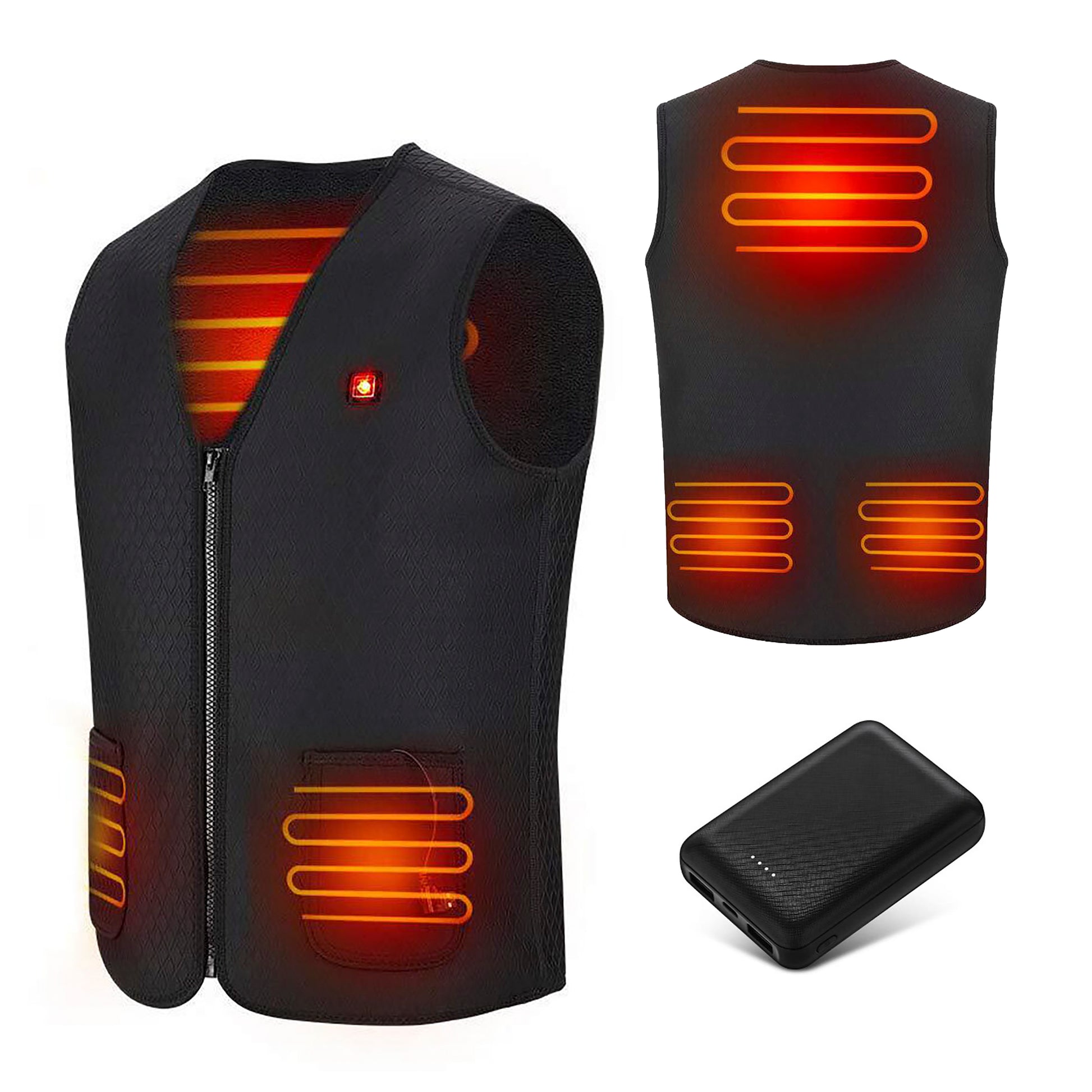 KIMO DIRECT Verwarmde Bodywarmer met 10.000 mAh Powerbank - Voor Motor/Ski/Kamperen/Vissen - Unisex - KIMO DIRECT
