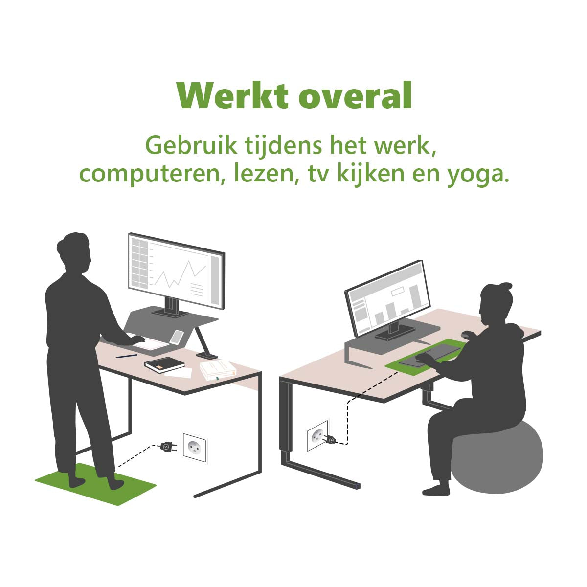 KIMO DIRECT Aardingsmat - 33x60 cm - Muismat - Aarding - Antislip Mat - Bureaumat - Natuurlijk Genezen - Leder - Zwart - KIMO DIRECT