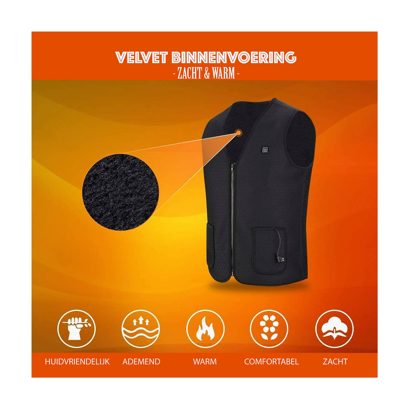 KIMO DIRECT Verwarmde Bodywarmer met 10.000 mAh Powerbank - Voor Motor/Ski/Kamperen/Vissen - Unisex - KIMO DIRECT