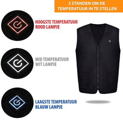 KIMO DIRECT Verwarmde Bodywarmer met 10.000 mAh Powerbank - Voor Motor/Ski/Kamperen/Vissen - Unisex - KIMO DIRECT