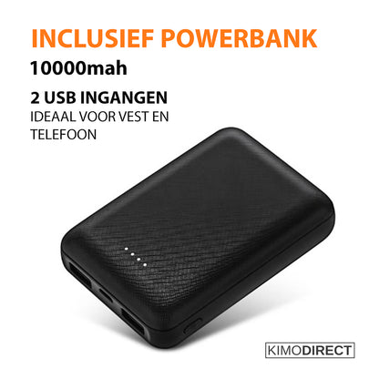 KIMO DIRECT Verwarmde Bodywarmer met 10.000 mAh Powerbank - Voor Motor/Ski/Kamperen/Vissen - Unisex - KIMO DIRECT